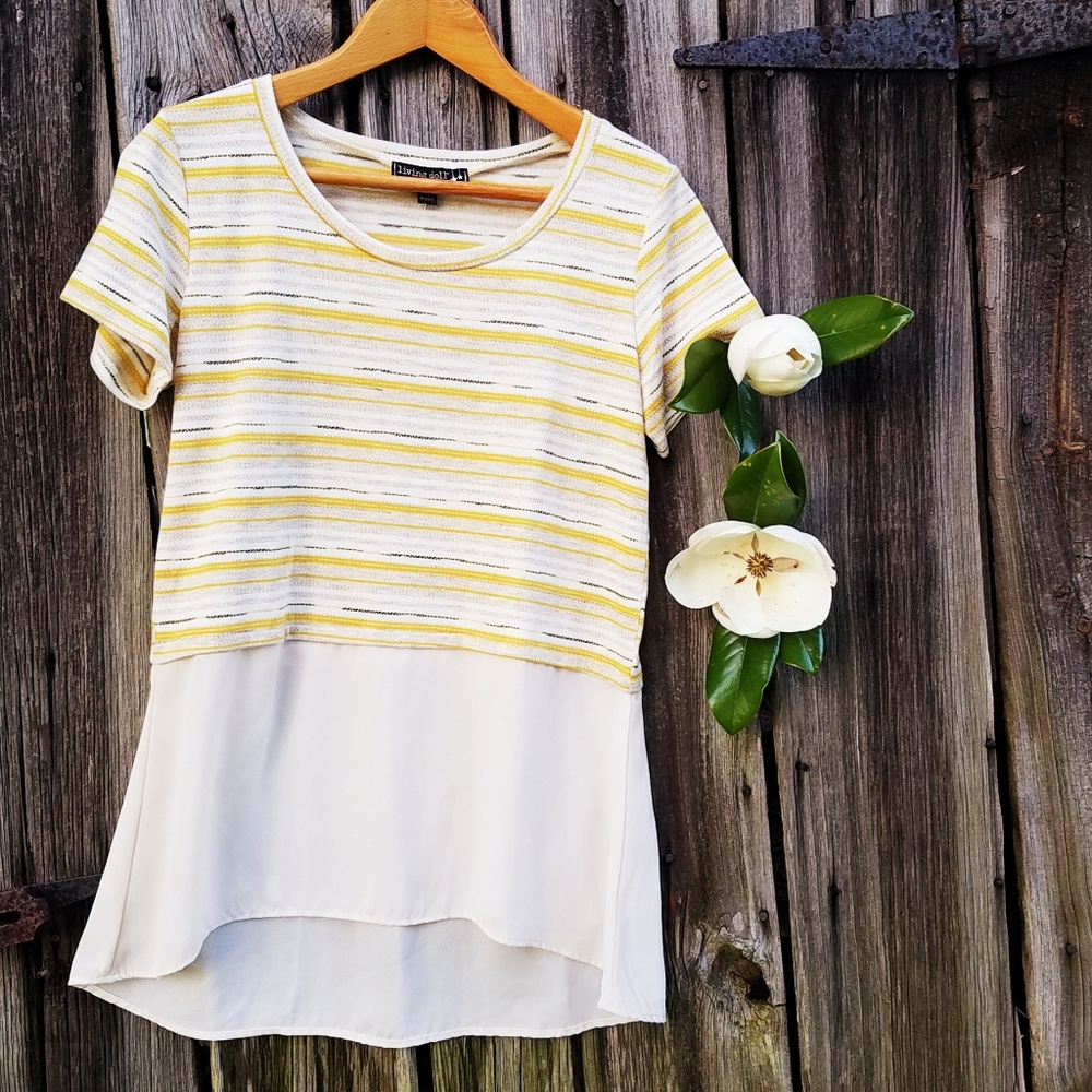 Living Doll LA Breezy Boho Short Sleeve Top Size M